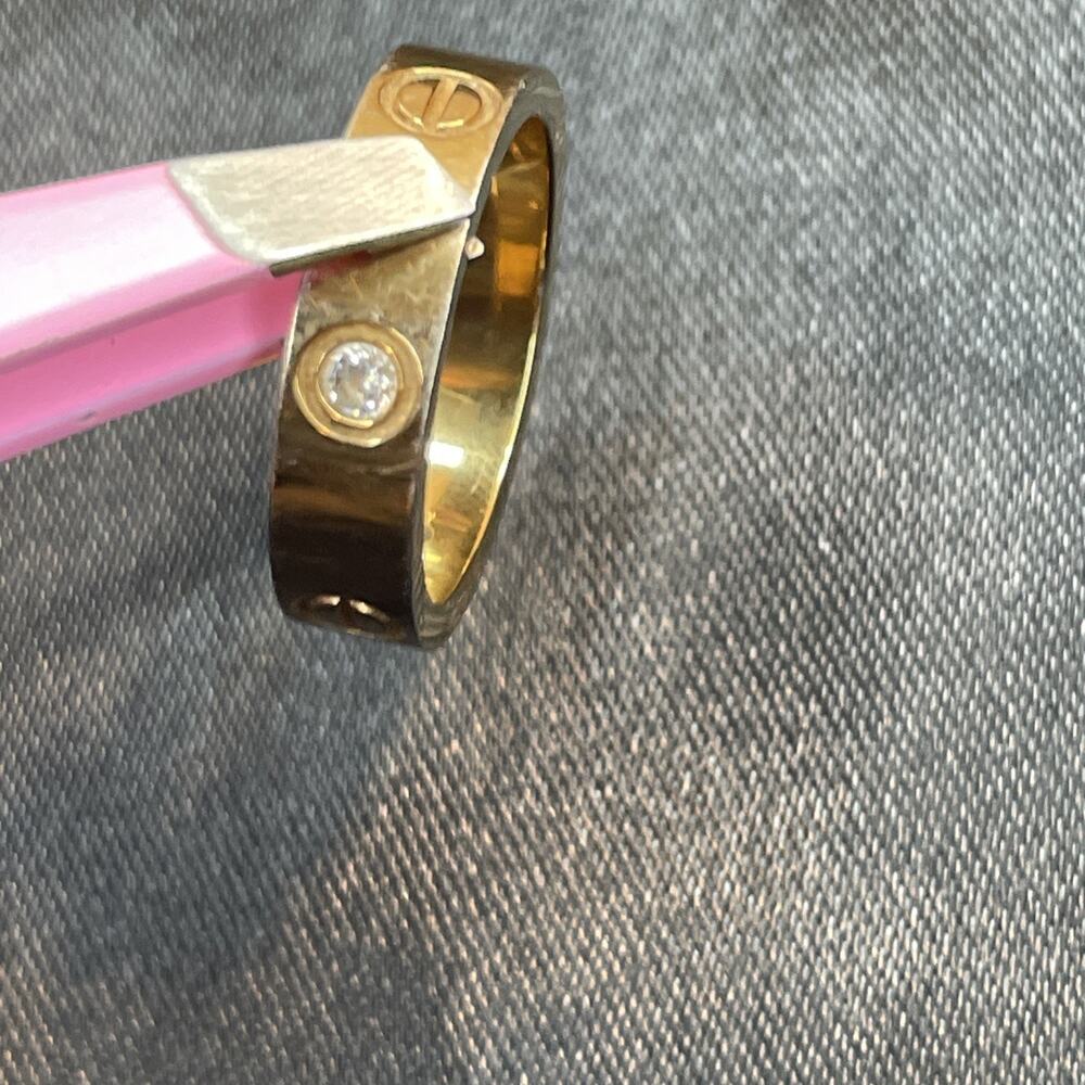 Authentic Cartier Love Ring 18K Yellow Gold 3 Diamonds Band Size 54 / US 7 - Picture 11 of 12